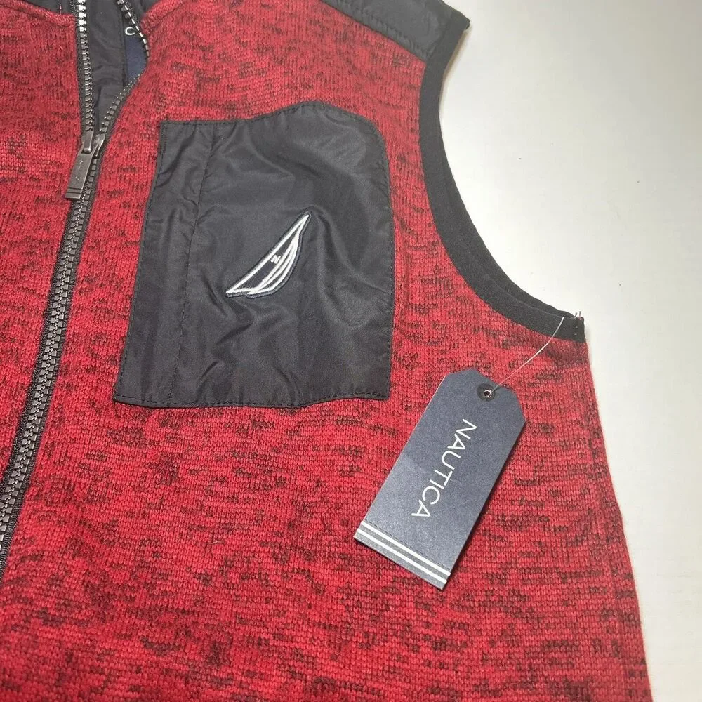 NWT Nautica Jaxon Nautex Youth Size Large 14/16 Red Full Zip Sleeveless Vest
